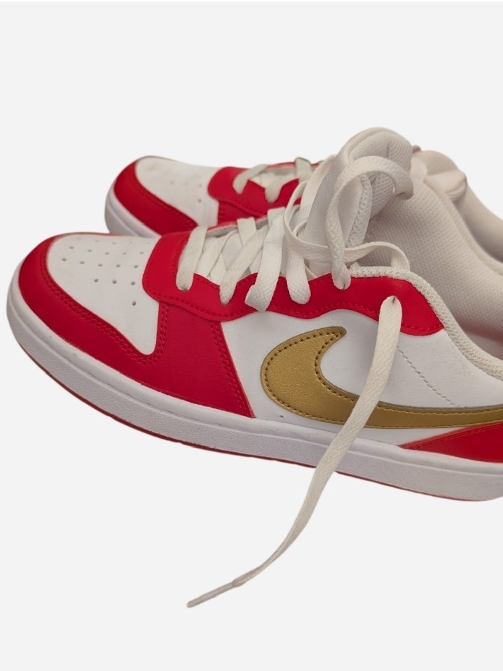 Pre-owned Nike Women's Low-Top Sneakers - White, Red & Gold Accents - Picture 2 of 6